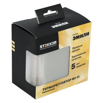 Терморегулятор Wi-Fi (механизм), STEKKER, 250В, 3500Вт, серия Эмили, RSW00-5119-08, кашемир, soft touch, 50427
