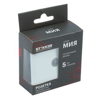 Розетка телевизионная 1-местная (механизм), STEKKER, 75 Ом, 5-862МГц, серия Мия, RST00-3108-01, белая магнолия, 50435