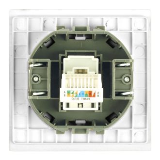 Розетка компьютерная 1-местная RJ-45 (механизм), STEKKER, серия Мия, RST00-3117-01, белая магнолия, 50436