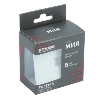 Розетка компьютерная 1-местная RJ-45 (механизм), STEKKER, серия Мия, RST00-3117-01, белая магнолия, 50436