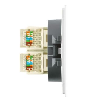 Розетка компьютерная 2-местная RJ-45 (механизм), STEKKER, серия Мия, RST00-3111-01, белая магнолия, 50437