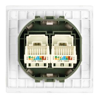 Розетка компьютерная 2-местная RJ-45 (механизм), STEKKER, серия Мия, RST00-3111-01, белая магнолия, 50437