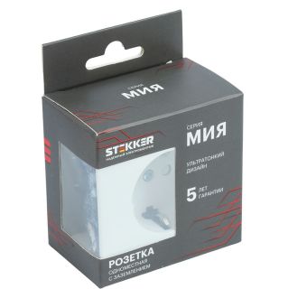 Розетка 1-местная с защитной шторкой с/з (механизм), STEKKER, 250В, 16А, серия Мия, RST16-3110-01, белая магнолия, 50440