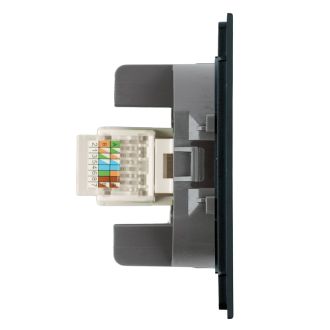 Розетка компьютерная 1-местная RJ-45 (механизм), STEKKER, серия Мия, RST00-3117-05, черный бархат, 50450