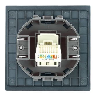 Розетка компьютерная 1-местная RJ-45 (механизм), STEKKER, серия Мия, RST00-3117-05, черный бархат, 50450