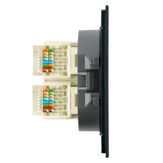 Розетка компьютерная 2-местная RJ-45 (механизм), STEKKER, серия Мия, RST00-3111-05, черный бархат, 50451
