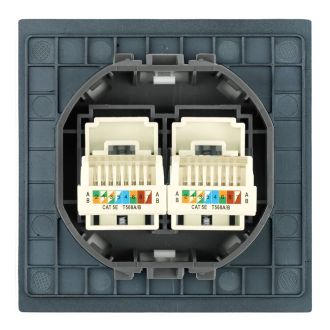 Розетка компьютерная 2-местная RJ-45 (механизм), STEKKER, серия Мия, RST00-3111-05, черный бархат, 50451
