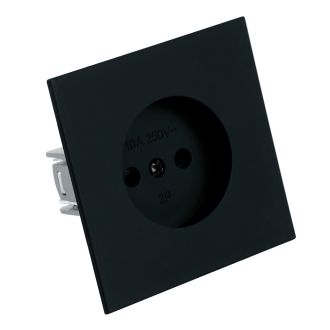 Розетка 1-местная с защитной шторкой (механизм), STEKKER, б/з, 250В, 16А, серия Мия, RST16-3109-05, черный бархат, 50453