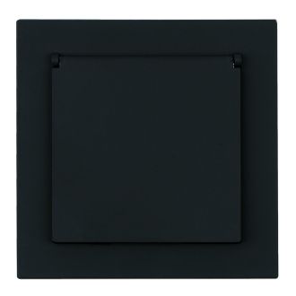 Розетка 1-местная с крышкой с защ. штор, STEKKER, с/з, 250В, 16А, серия Мия, RST16-3112-05, черный бархат, 50455