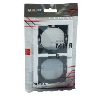 Рамка 2-местная, STEKKER, PFR00-3002-01, серия Мия, белая магнолия, 50457