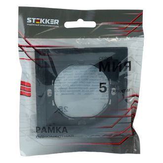 Рамка 1-местная, STEKKER, серия Мия, PFR00-3001-05, черный бархат, 50461