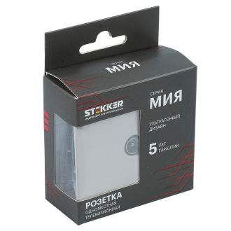 Розетка телевизионная 1-местная (механизм), STEKKER, 75 Ом, 5-862МГц, серия Мия, RST00-3108-08, пудровый жемчуг, 50479