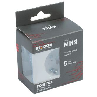 Розетка 1-местная с защитной шторкой с/з (механизм), STEKKER, 250В, 16А, серия Мия, RST16-3110-08, пудровый жемчуг, 50484
