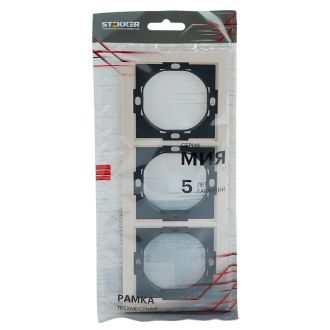 Рамка 3-местная, STEKKER, серия Мия, PFR00-3003-08, пудровый жемчуг, 50488