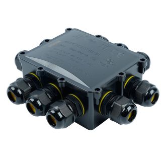 Распределительная коробка STEKKER LD554, количество вводов: 10, поликарбонат, нейлон, цвет черный, размер 183.1*163,1*59,4мм., 50556