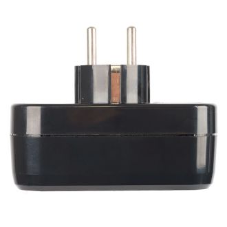 Разветвитель сетевой 2-местный с/з STEKKER ADP16-22-20 250V, 16A, ABS огнеустойчивый пластик, черный, 50680