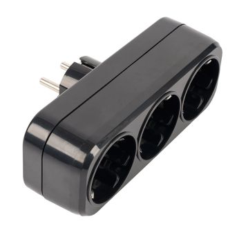 Разветвитель сетевой 3-местный с/з STEKKER ADP16-23-20, 250V, 16A, ABS пластик, черный, 50681