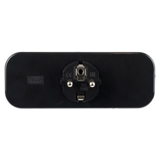 Разветвитель сетевой 3-местный с/з STEKKER ADP16-23-20, 250V, 16A, ABS пластик, черный, 50681