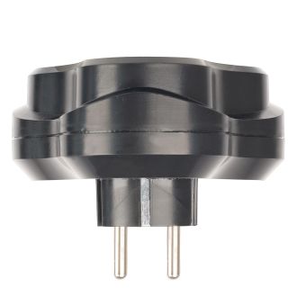 Разветвитель сетевой 3-местный с/з STEKKER ADP16-23-21, 250V, 16A, ABS пластик, черный, 50682