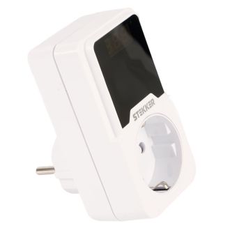 Реле напряжения для розетки регулируемое STEKKER VPR-200W, 230В, 16A, белый, 50689