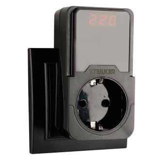 Реле напряжения для розетки регулируемое STEKKER VPR-200B, 230В, 16A, черный, 50690