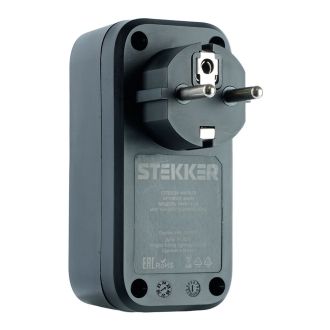 Сетевой фильтр 1-местный с/з STEKKER 220В, 16А, с выключателем, серия Nova, HM81-11-2, черный, 50691