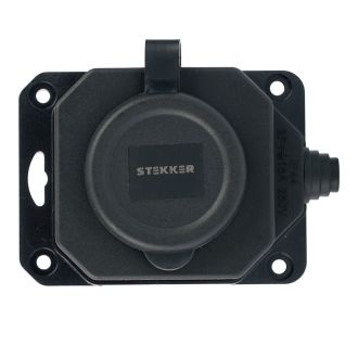 Розетка переносная 1-местная c/з STEKKER, RST16-1-44, 250В, 16А, IP44, черный, 50804