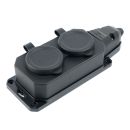 Розетка переносная 2-местная c/з STEKKER, RST16-2-44, 250В, 16А, IP44, черный, 50805