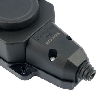 Розетка переносная 2-местная c/з STEKKER, RST16-2-44, 250В, 16А, IP44, черный, 50805