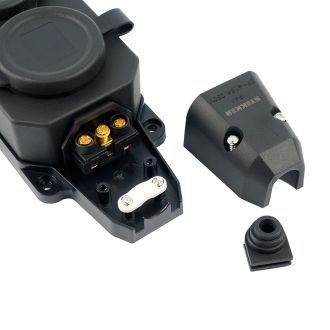 Розетка переносная 2-местная c/з STEKKER, RST16-2-44, 250В, 16А, IP44, черный, 50805