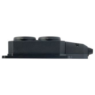 Розетка переносная 2-местная c/з STEKKER, RST16-2-44, 250В, 16А, IP44, черный, 50805