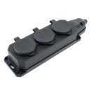 Розетка переносная 3-местная c/з STEKKER, RST16-3-44, 250В, 16А, IP44, черный, 50806