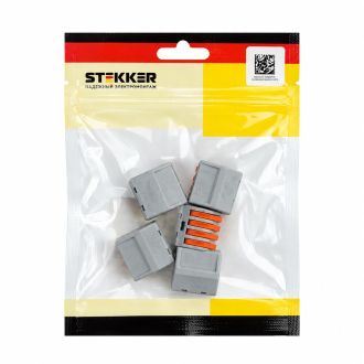 Cтроительно-монтажная клемма 4-проводная STEKKER, LD222-414 (5 штук в упаковке), 50821