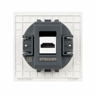 Розетка HDMI 2.0 Type A (механизм), STEKKER серия Мия, RST00-3118-01, белая магнолия, 50827