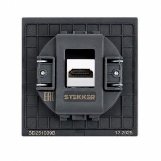 Розетка HDMI 2.0 Type A (механизм), STEKKER, серия Мия, RST00-3118-05, черный бархат, 50828