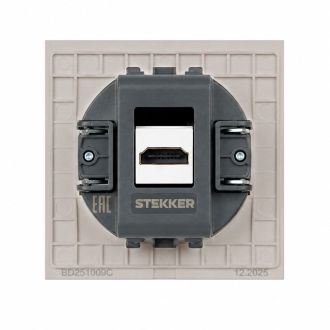 Розетка HDMI 2.0 Type A (механизм), STEKKER, серия Мия, RST00-3118-08, пудровый жемчуг, 50829