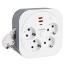 Удлинитель 4-местный с/з, 3x1,5мм2, 3м, 230В, 16А, 2USB+1С, 2,4А, белый, STEKKER HM16-4-03-USB, 50835 Удлинитель 4-местный с/з, 3x1,5мм2, 3м, 230В, 16А, 2USB+1С, 2,4А, белый, STEKKER HM16-4-03-USB, 50835