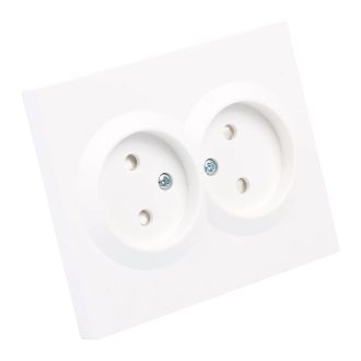 Розетка 2-местная с защитной шторкой (механизм), STEKKER, б/з, 250В, 16А, серия Мия, RST16-3113-01, белая магнолия, 50912