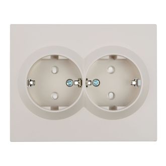Розетка 2-местная с защитной шторкой (механизм), STEKKER, c/з, 250В, 16А, серия Мия, RST16-3114-08, пудровый жемчуг, 50915