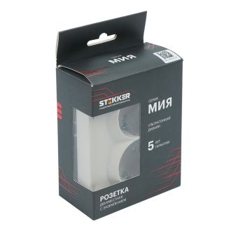 Розетка 2-местная с защитной шторкой (механизм), STEKKER, c/з, 250В, 16А, серия Мия, RST16-3114-08, пудровый жемчуг, 50915