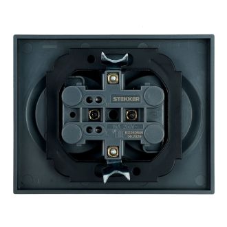 Розетка 2-местная с защитной шторкой (механизм), STEKKER, б/з, 250В, 16А, серия Мия, RST16-3113-05, черный бархат, 50916