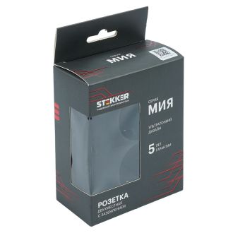 Розетка 2-местная с защитной шторкой (механизм), STEKKER, б/з, 250В, 16А, серия Мия, RST16-3114-05, черный бархат, 50917