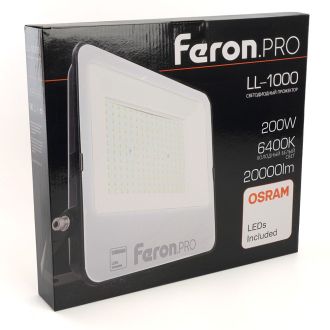 Светодиодный прожектор Feron.PRO LL-1000 IP65 200W 6400K черный, 51016