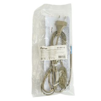 Сетевой шнур с выключателем, 230V 1,9м золото, KF-HK-1-2, Feron, 51039