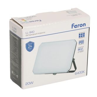 Светодиодный прожектор Feron LL-940 IP65 20W 6400K, 51043