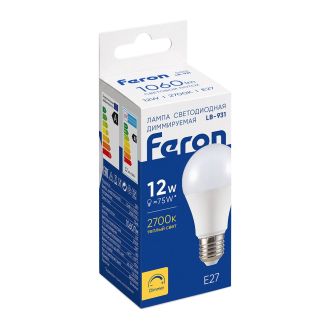Лампа светодиодная диммируемая Feron LB-931 Шар E27 12W 230V 2700K, 51052