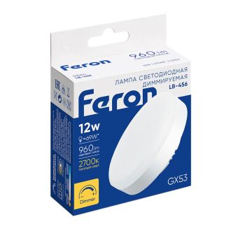 Лампа светодиодная диммируемая Feron LB-456 GX53 12W 230V 2700K, 51064