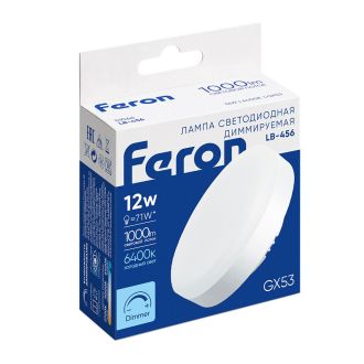 Лампа светодиодная диммируемая Feron LB-456 GX53 12W 230V 6400K, 51066