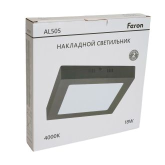 Светодиодный светильник Feron AL505 накладной 18W 4000K черный, 51074