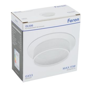 Светильник встраиваемый Feron DL500 потолочный GX53 белый круг, 51085